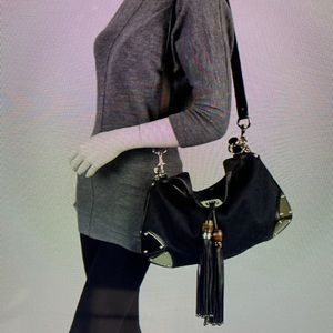 Gucci 100% Authentic Black Python Indy Hobo Purse